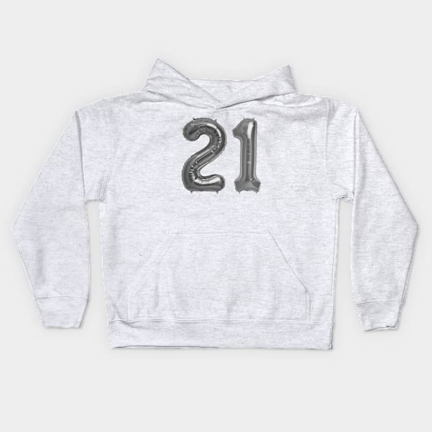 Silver Grey 21st Birthday Metallic Helium Balloons Numbers Kids Hoodie by podartist